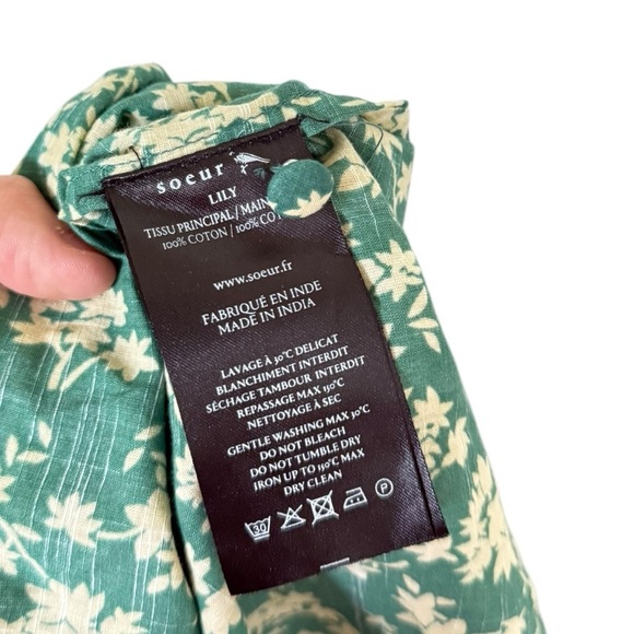 Soeur Lily Cotton Green Floral Midi Dress Sz 38 (Medium) - Picture 8 of 15